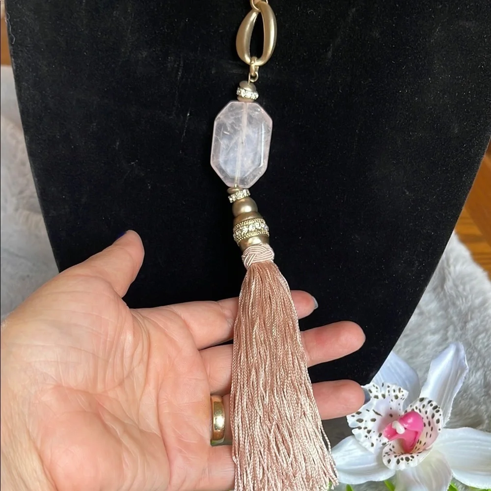 Chico's Gold and Cream Tassel Necklace